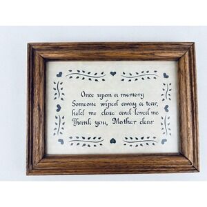 Vintage Paper Cutting Art Wooden Framed Picture Poem Thank you, Mother Dear